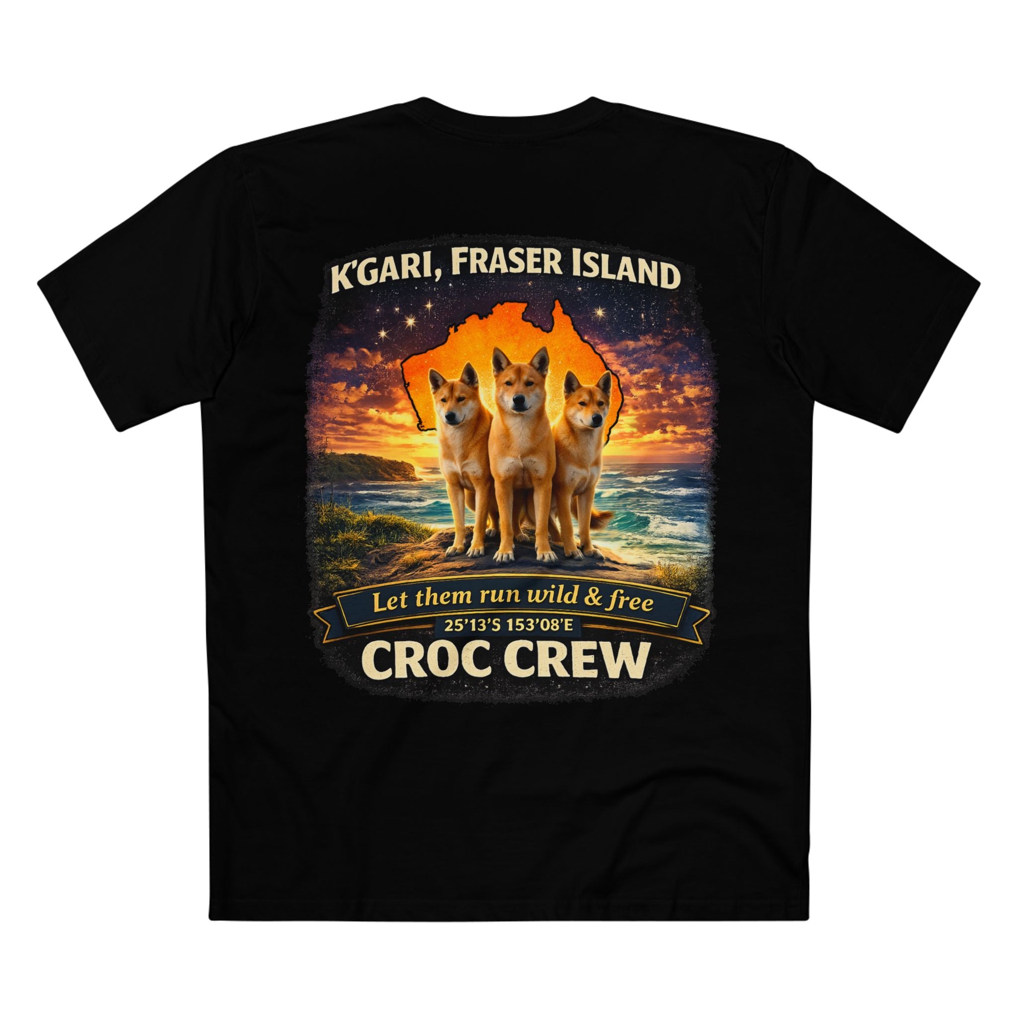 K’Gari Dingo Tee – [ Let Them Run Free ] AS Colour tee | Croc Crew Limited Collection