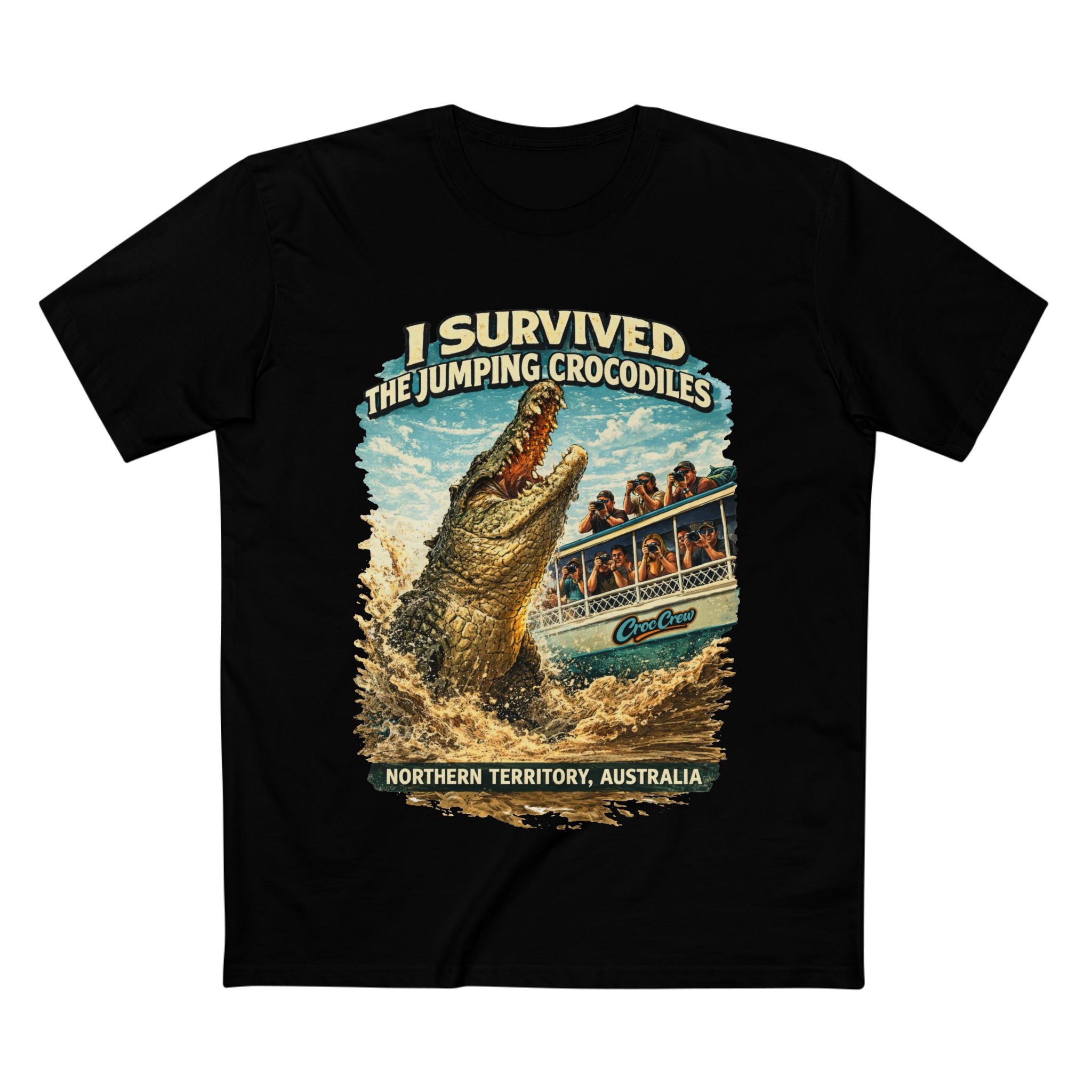 I Survived The Jumping Crocodiles AS Colour Staple Tee – NT Croc Edition | Croc Crew