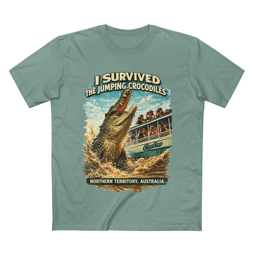 I Survived The Jumping Crocodiles AS Colour Staple Tee – NT Croc Edition | Croc Crew