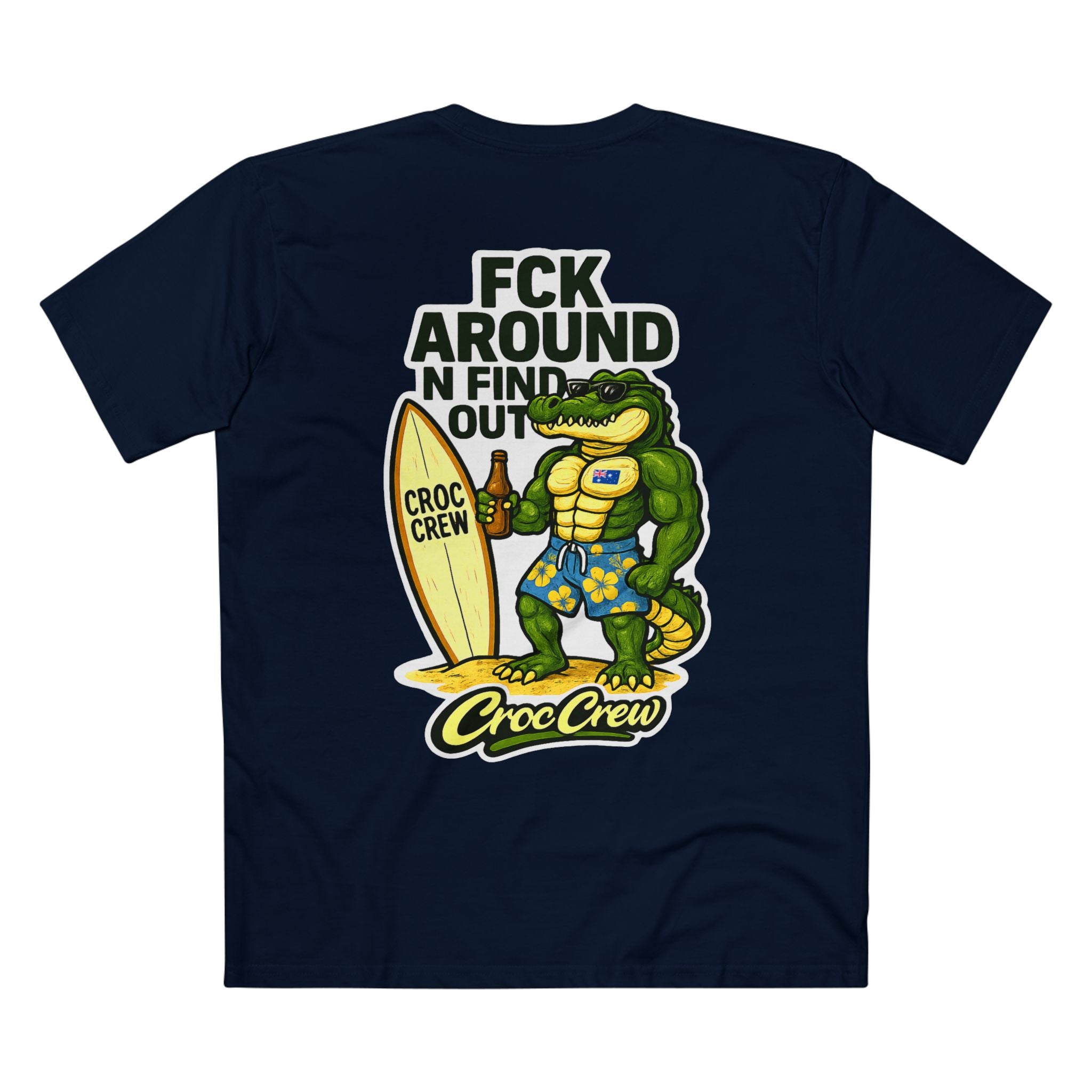 FCK Around N Find Out Croc Surfs Up AS Colour Staple Tee – Surf’s Up Croc Edition | Croc Crew