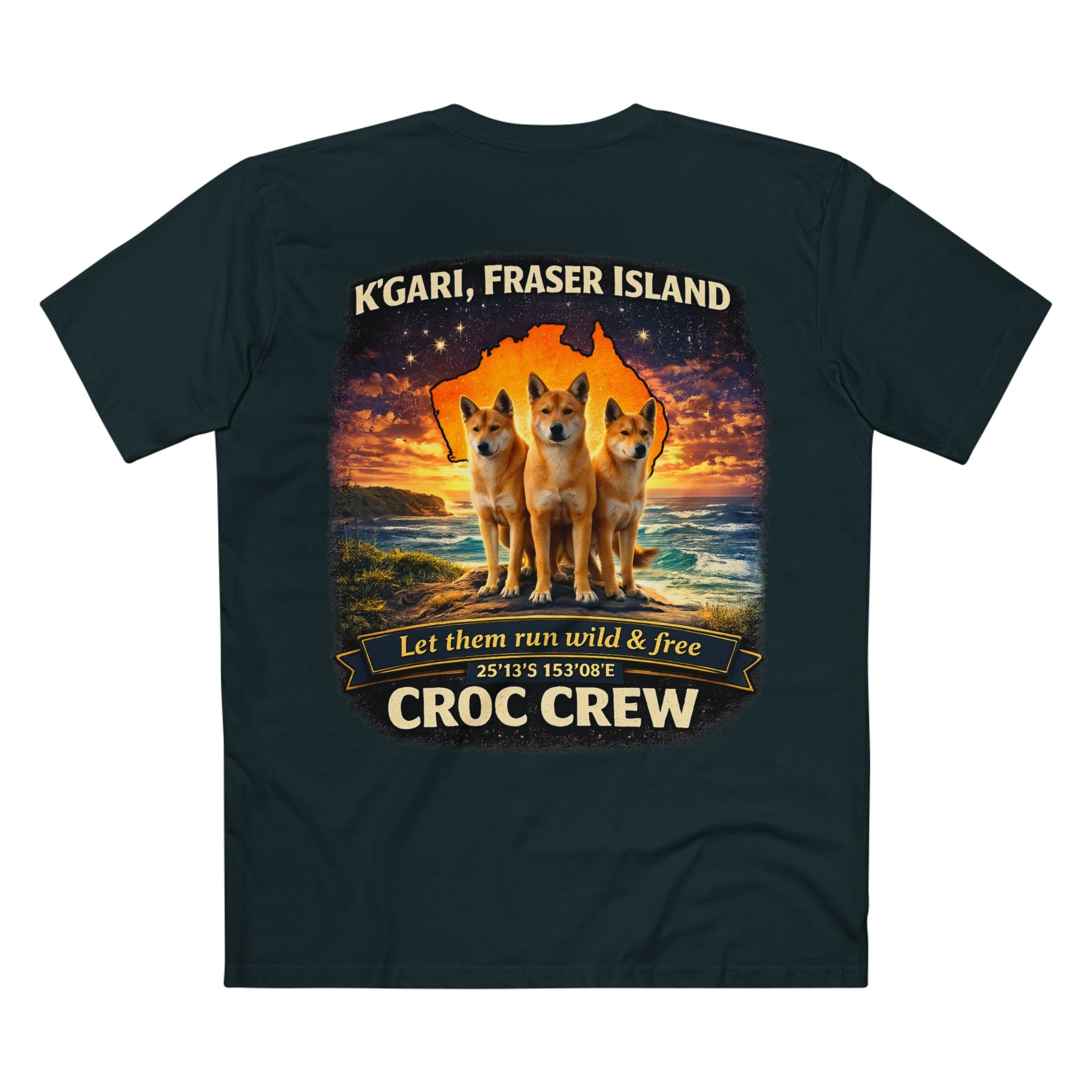 K’Gari Dingo Tee – [ Let Them Run Free ] AS Colour tee | Croc Crew Limited Collection