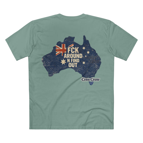 FCK Around N Find Out Australia Shape AS Colour Staple Tee – Aussie Shape Flag Edition | Croc Crew