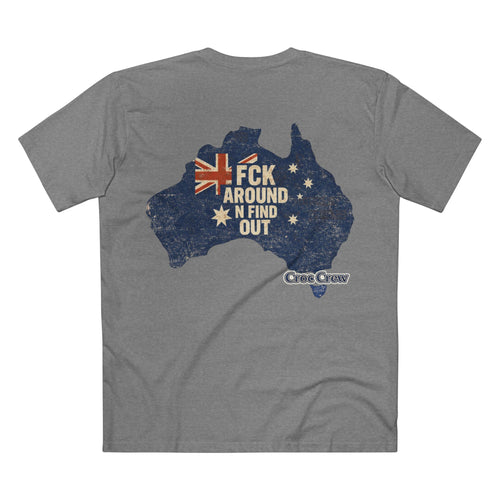 FCK Around N Find Out Australia Shape AS Colour Staple Tee – Aussie Shape Flag Edition | Croc Crew