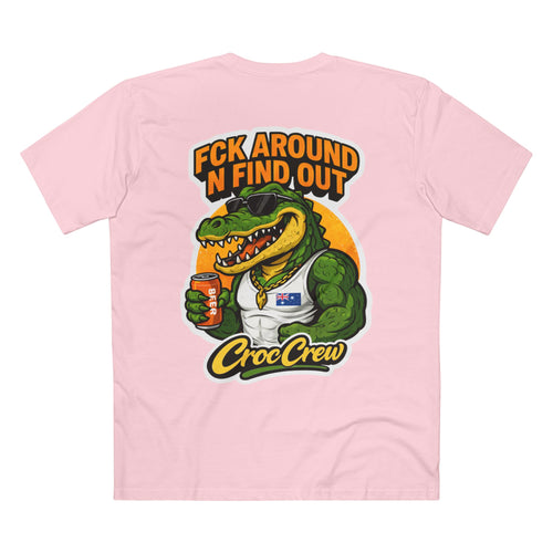 FCK Around N Find Out Croc Gold Chain AS Colour Staple Tee – Classic Merv Beer Gold Chain Croc Edition | Croc Crew