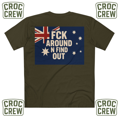 FCK Around N Find Out Australia AS Colour Staple Tee – Aussie Flag Edition | Croc Crew