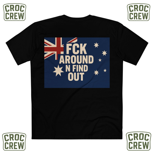 FCK Around N Find Out Australia AS Colour Staple Tee – Aussie Flag Edition | Croc Crew