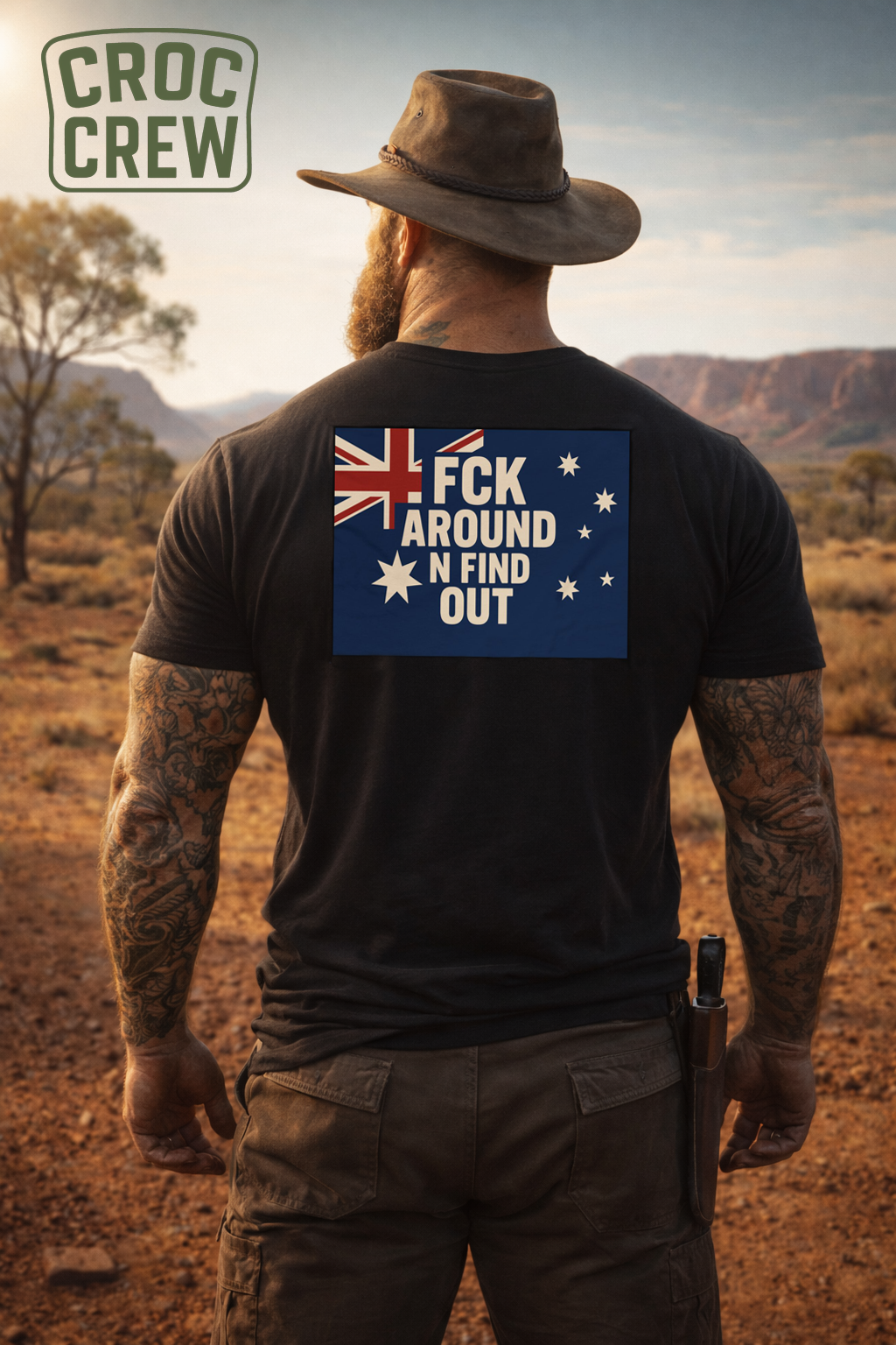 FCK Around N Find Out Australia AS Colour Staple Tee – Aussie Flag Edition | Croc Crew