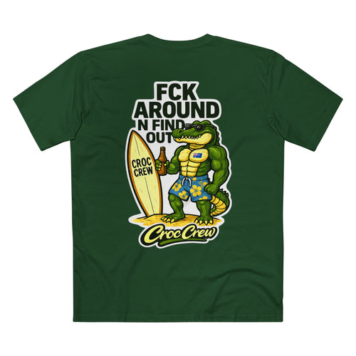 FCK Around N Find Out Croc Surfs Up AS Colour Staple Tee – Surf’s Up Croc Edition | Croc Crew