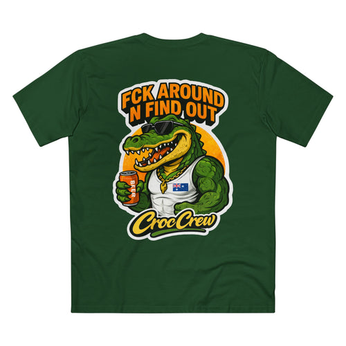 FCK Around N Find Out Croc Gold Chain AS Colour Staple Tee – Classic Merv Beer Gold Chain Croc Edition | Croc Crew