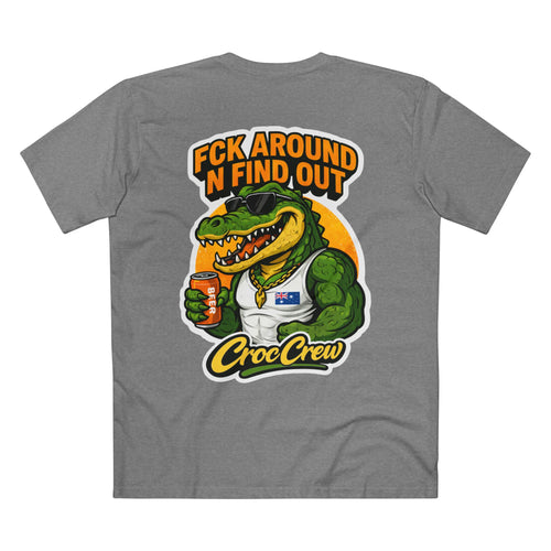 FCK Around N Find Out Croc Gold Chain AS Colour Staple Tee – Classic Merv Beer Gold Chain Croc Edition | Croc Crew