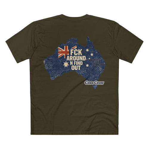 FCK Around N Find Out Australia Shape AS Colour Staple Tee – Aussie Shape Flag Edition | Croc Crew