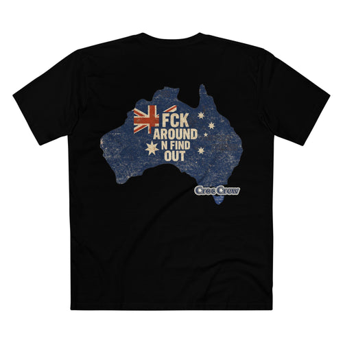 FCK Around N Find Out Australia Shape AS Colour Staple Tee – Aussie Shape Flag Edition | Croc Crew