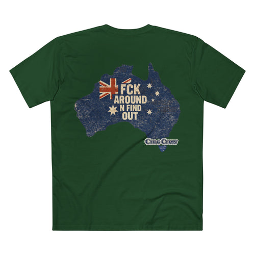 FCK Around N Find Out Australia Shape AS Colour Staple Tee – Aussie Shape Flag Edition | Croc Crew