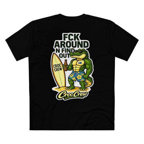 FCK Around N Find Out Croc Surfs Up AS Colour Staple Tee – Surf’s Up Croc Edition | Croc Crew