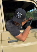 Croc Crew Black Curved Peak Baseball Cap — Black & White Square FAFO Patch (Yupoong 6603)