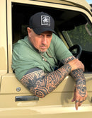 Croc Crew Black Curved Peak Baseball Cap — Black & White Square FAFO Patch (Yupoong 6603)