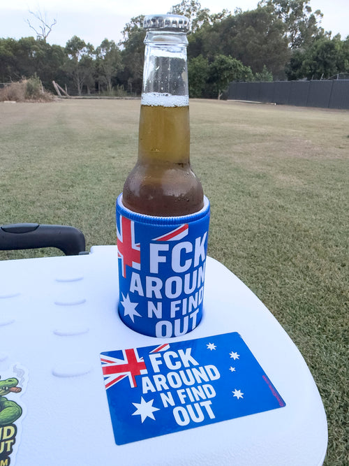 FCK Around N Find Out - Stubby Cooler & Sticker bundle