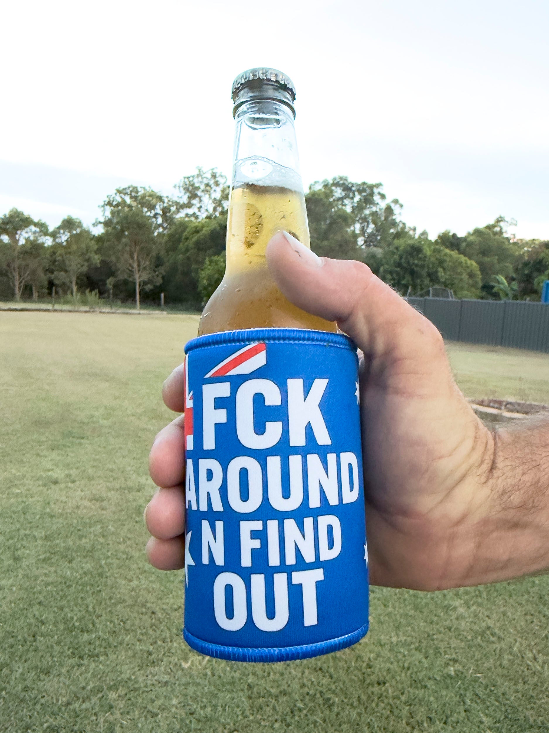 FCK Around N Find Out - Stubby Cooler & Sticker bundle