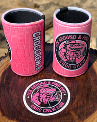 Croc Skin - Pink Stubby Cooler + Sticker bundle (Rated M+)