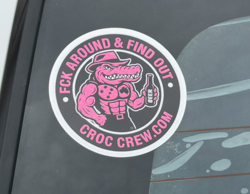 Sticker – Pink Fck Around & Find Out Croc Crew Logo (Rated M+)
