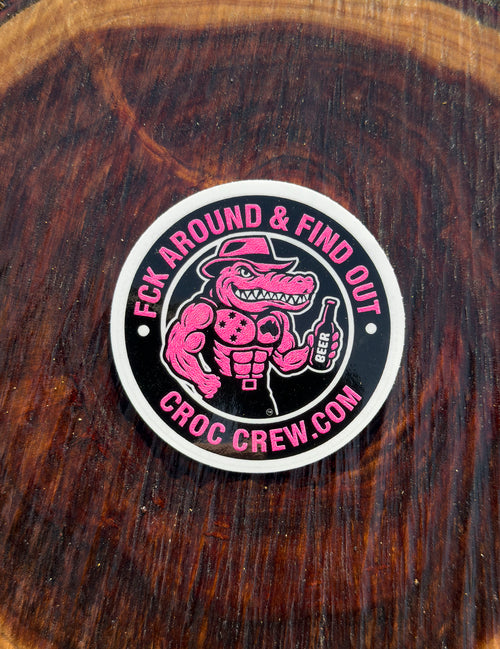 Sticker – Pink Fck Around & Find Out Croc Crew Logo (Rated M+)