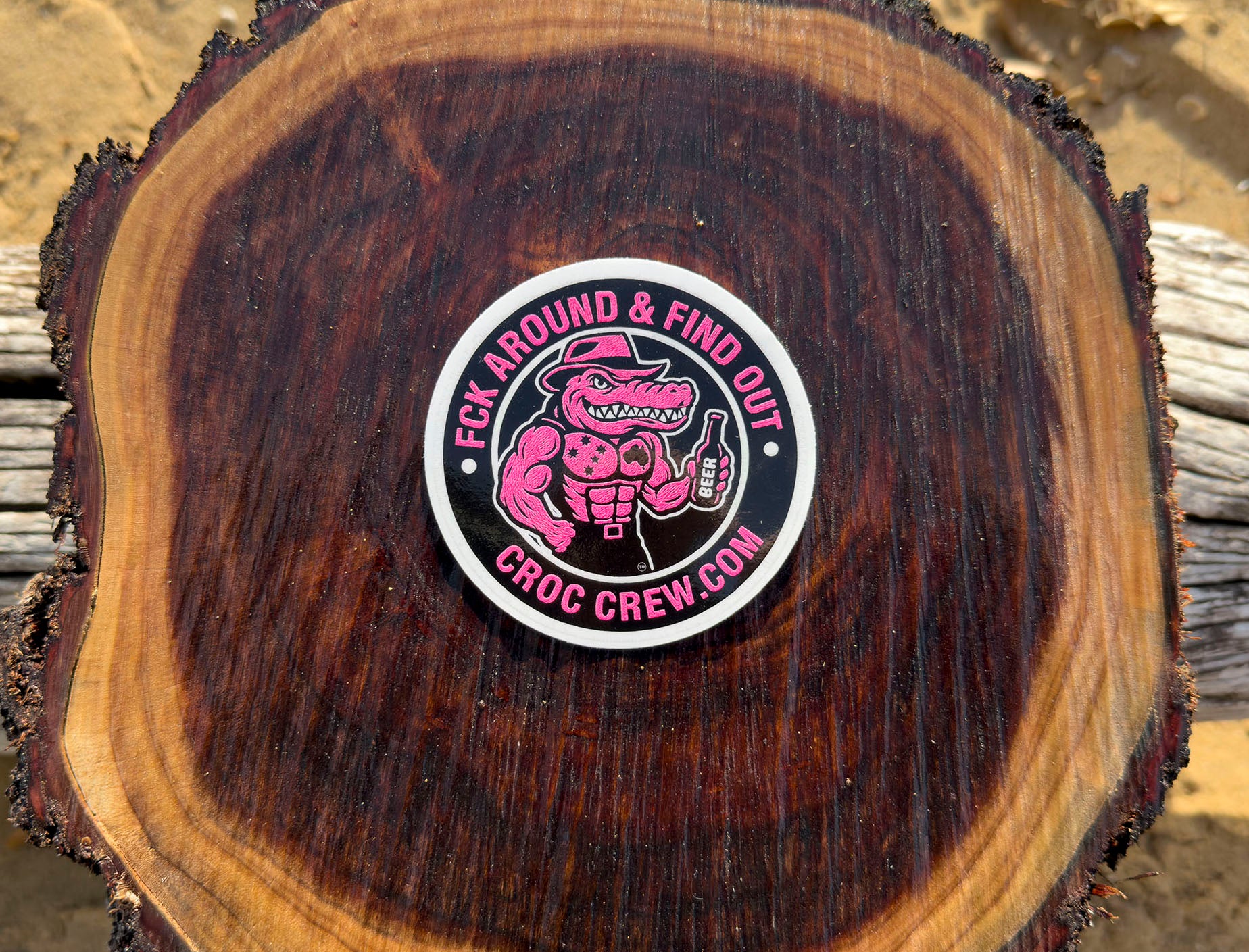 Sticker – Pink Fck Around & Find Out Croc Crew Logo (Rated M+)