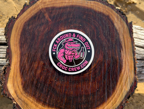Sticker – Pink Fck Around & Find Out Croc Crew Logo (Rated M+)